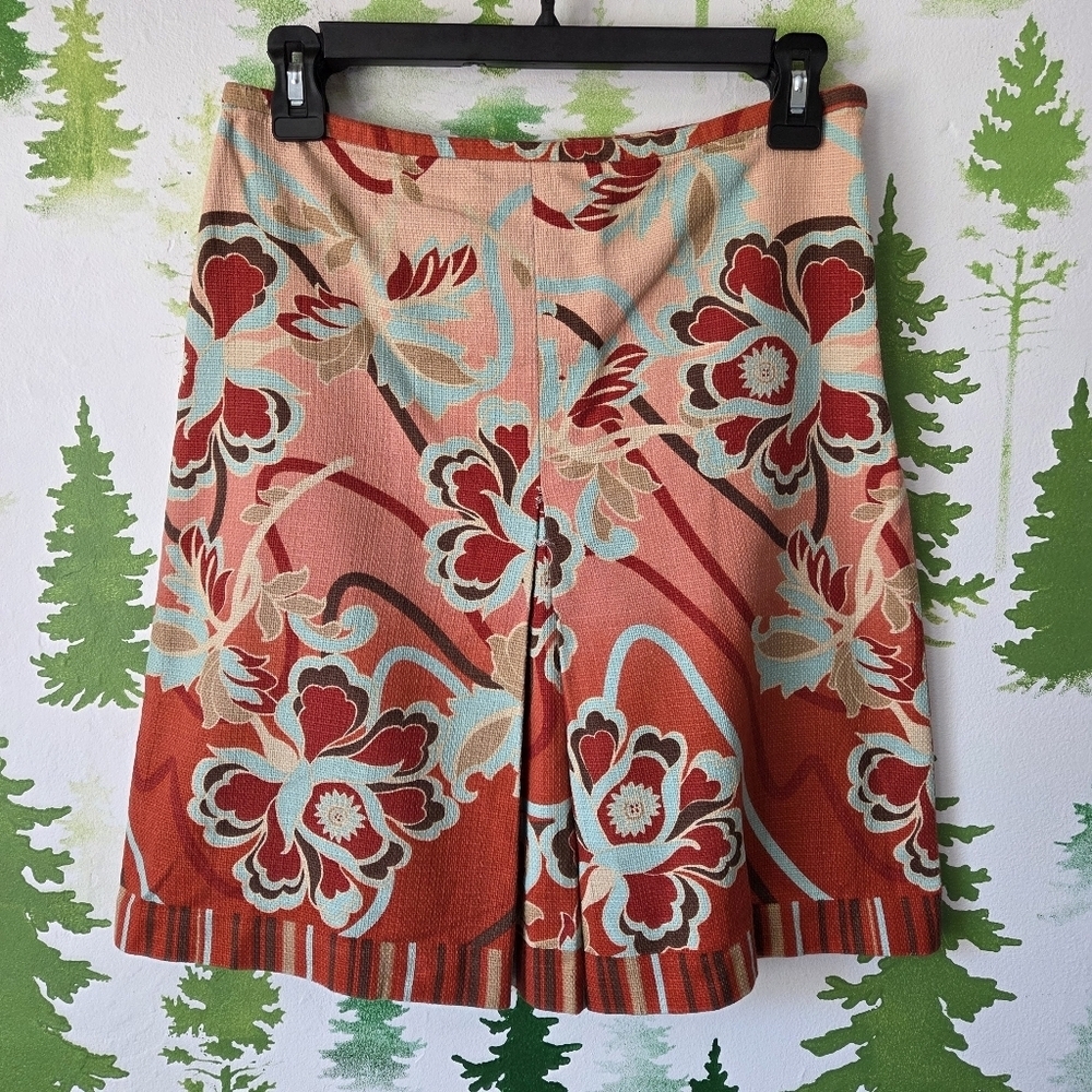 Floral A-Line Skirt - Red and Cream